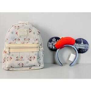 2026 Disney EPCOT France Minnie Loungefly Backpack & Ears Set Paris NWT